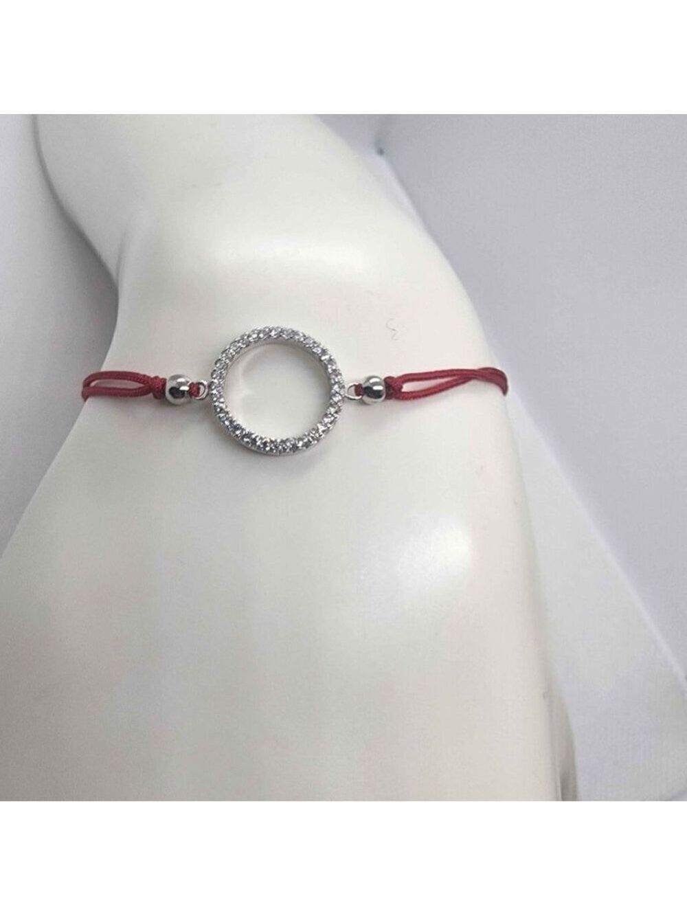 Sterling SIlver 925 Round Design With Red String Bracelet